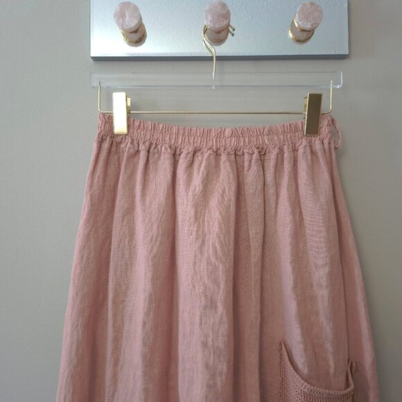 EUC Me & Gee dusty rose pink linen asymmetrical hem skirt, L/XL - Picture 5 of 8